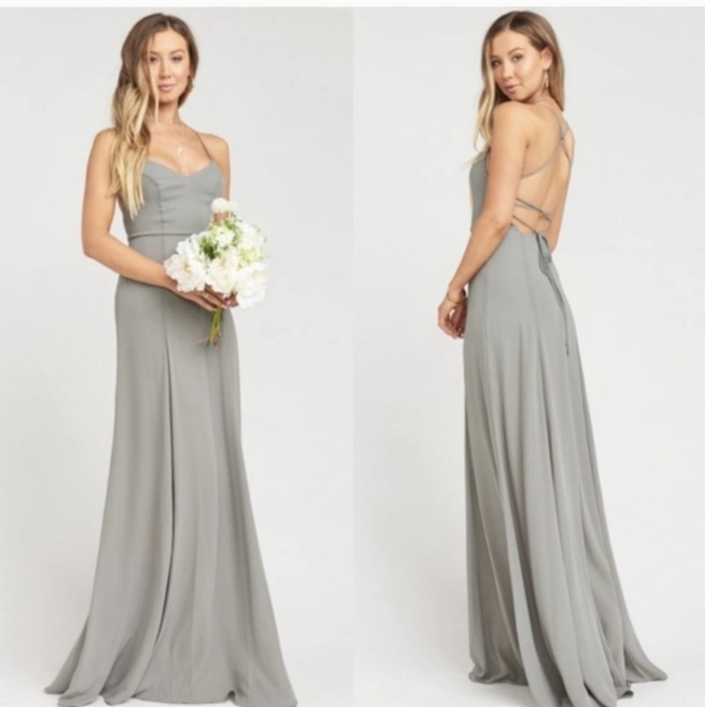 Show Me Your Mumu Godshaw Goddess Gown Womens Small Soft Charcoal Grey  Golden 5